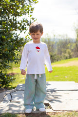Boy Tee Long Sleeve White with Santa