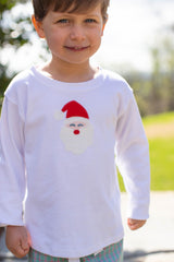 Boy Tee Long Sleeve White with Santa