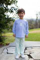 Boy Tee Long Sleeve Premium in Blue Gingham Knit