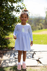 Sophie Knit Dress Long Sleeve Premium in Blue Gingham Knit
