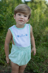 Brady Button-On Bubble w/ Ric Rac in Seafoam Pique