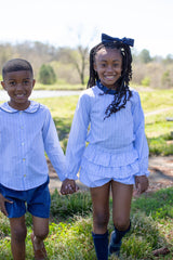 Boy Shorts in Cadet Blue Non-Wrinkle Corduroy