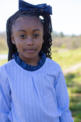 Annabelle Top Long Sleeve in Blue & White Dress Stripe