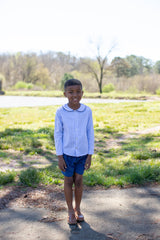 Boy Shorts in Cadet Blue Non-Wrinkle Corduroy