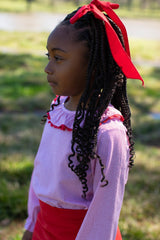Allyson Top Long Sleeve in Red Windowpane