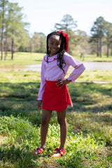 Sadie Skort in Cherry Red Corduroy