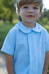 Freddie Shirt Short Sleeve in Aqua Microcheck