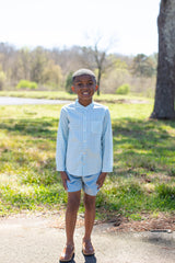 Tyson Shirt Long Sleeve in French Blue Check
