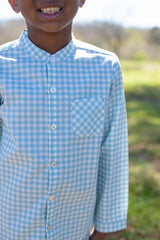 Tyson Shirt Long Sleeve in French Blue Check