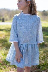 Mary Reddoch Dress 3/4 Sleeve in La Flor Blue