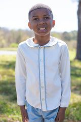 Fitz Shirt Long Sleeve in Ecru Pique
