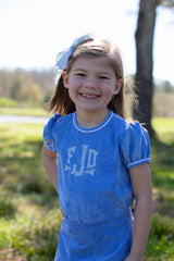 Beth Top in Marine Blue Non-Wrinkle Corduroy