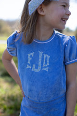 Beth Top in Marine Blue Non-Wrinkle Corduroy