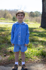 Boy Shorts in Marine Blue Non-Wrinkle Corduroy