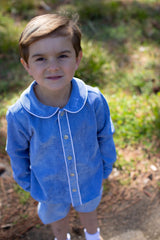 Fitz Shirt Long Sleeve in Marine Blue Non-Wrinkle Corduroy