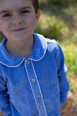 Fitz Shirt Long Sleeve in Marine Blue Non-Wrinkle Corduroy