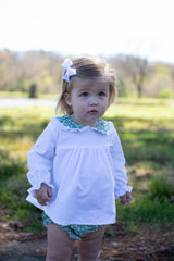 Greta Top Long Sleeve in White Corduroy