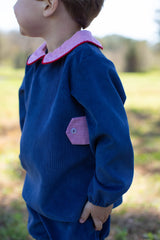 David Shirt Long Sleeve w/ Tabs in Cadet Blue Non-Wrinkle Corduroy