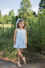 Spencer Scalloped Shorts in Palm Stripe Seersucker
