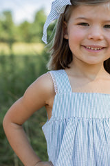 Maddie Top in Palm Stripe Seersucker