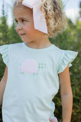 Angel Tee Short Sleeve Premium in Icy Mint Knit with Turtle