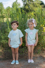 Boy Tee Short Sleeve Premium in Icy Mint Knit w/ Turtle