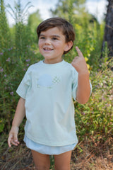 Boy Tee Short Sleeve Premium in Icy Mint Knit w/ Turtle