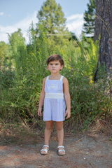 Stuart Playsuit in Blue & White Dress Stripe