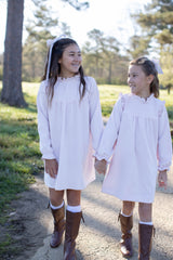 Josephine Dress in Ballet Pink Non-Wrinkle Corduroy
