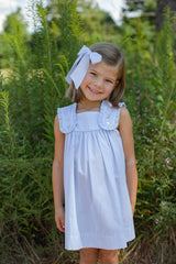 Lulu Dress with Ruffle Straps in Blue Windowpane