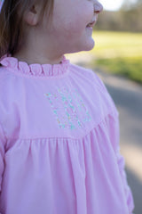 Avery Dress Long Sleeve in Baby Pink Corduroy