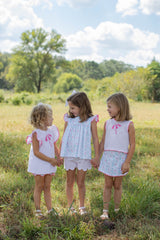Spencer Scalloped Shorts in Light Pink Stripe Seersucker