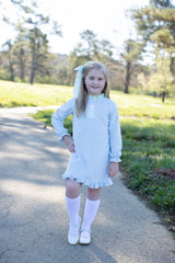 Caroline Dress Long Sleeve in Powder Blue Non-Wrinkle Corduroy