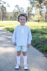 James Shirt Long Sleeve in Powder Blue Non-Wrinkle Corduroy