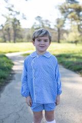 Finn Shorts in Chambray Swiss Dots