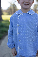 Alex Shirt Long Sleeve in Chambray Swiss Dots