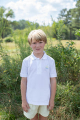 Boy Polo Short Sleeve White with Sailboat Embroidery