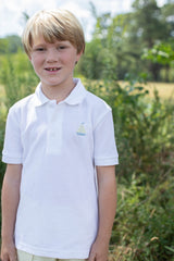 Boy Polo Short Sleeve White with Sailboat Embroidery
