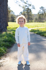 Ankle Elastic Pants in Ivory Non-Wrinkle Corduroy