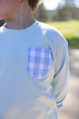 Boy Tee Long Sleeve Premium in Light Blue Knit with Pocket