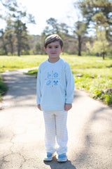 Boy Tee Long Sleeve Premium in Light Blue Knit with Sports Quadrant