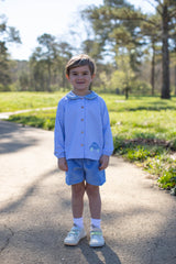 Boy Shorts in Marine Blue Non-Wrinkle Corduroy