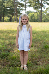 Elizabeth Dress Sleeveless in Light Blue Seersucker