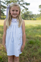 Elizabeth Dress Sleeveless in Light Blue Seersucker