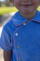 Alex Shirt Short Sleeve in Marine Blue Non-Wrinkle Corduroy