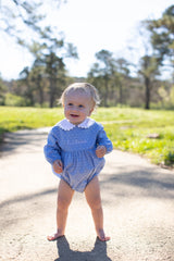 Forrest Bubble Long Sleeve in Chambray Swiss Dots
