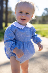 Forrest Bubble Long Sleeve in Chambray Swiss Dots