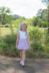 Bitty Button-On Skirt w/ Ric Rac in Charleston Stripe