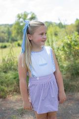 Bitty Button-On Skirt w/ Ric Rac in Charleston Stripe