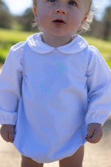 David Shirt Long Sleeve Lined in White Swiss Dots